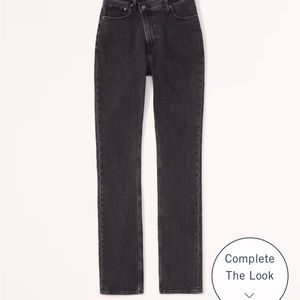 A&F black high rise jeans with criss-cross waistband